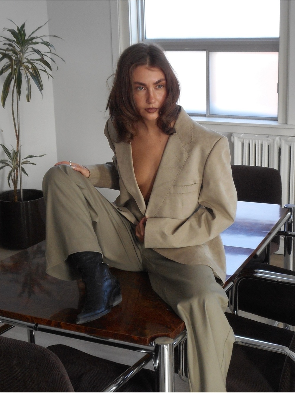 Tan genuine suede blazer